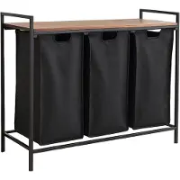 Relaxdays Wäschesammler Metall Vintagebraun 3 Fächer Mit Ablage 72 x 92,5 x 33 cm