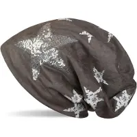 StyleBREAKER Beanie "Beanie in Veloursleder Optik mit Pailletten Stern" 1 Stk.
