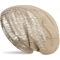 StyleBREAKER Strickmütze "Feinstrick Beanie mit Metallic Print" 1 Stk.