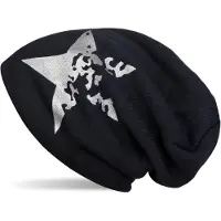 StyleBREAKER Strickmütze "Feinstrick Beanie mit Vintage Stern" 1 Stk.