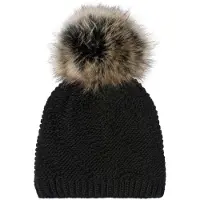 StyleBREAKER Bommelmütze "Einfarbige Strick Bommelmütze mit Thermo-Fleece" 1 Stk.