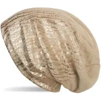 StyleBREAKER Strickmütze "Feinstrick Beanie mit Metallic Print" 1 Stk.