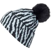 StyleBREAKER Bommelmütze "Strick Bommelmütze mit Zebra Muster" 1 Stk.