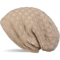 StyleBREAKER Strickmütze "Feinstrick Beanie mit Flecht Muster und Teddyfleece", Herren, braun (hellbraun), 100% Viskose CV., Modisch, Mützen Strickmütze