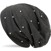 StyleBREAKER Beanie "Beanie mit Perlen und Strass Nieten" 1 Stk.