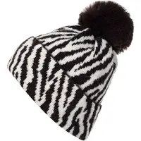 StyleBREAKER Bommelmütze "Strick Bommelmütze mit Zebra Muster" 1 Stk.
