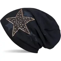 StyleBREAKER Strickmütze "Feinstrick Beanie mit Strass Stern" 1 Stk.