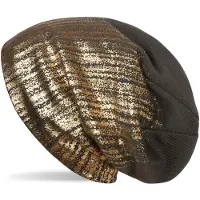 StyleBREAKER Strickmütze "Feinstrick Beanie mit Metallic Print" 1 Stk.