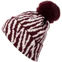 StyleBREAKER Bommelmütze "Strick Bommelmütze mit Zebra Muster" 1 Stk.