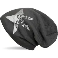 StyleBREAKER Strickmütze "Feinstrick Beanie mit Vintage Stern" 1 Stk.