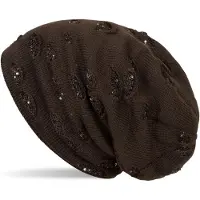 StyleBREAKER Strickmütze "Feinstrick Beanie mit Pailletten im Destroyed Look" 1 Stk.