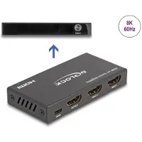 DeLOCK HDMI Switch 2 x HDMI in zu 1 x HDMI out 8K 60 Hz, HDMI, Metall, Schwarz, 144 Hz, 48 Gbit/s, 1200 MHz