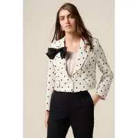 Oltre Short Polka Dot Blazer With Bow White Größe: 44 | Blazer Outlet | Damen | Weiß