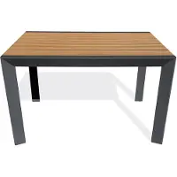 DCB Groupe Gartentisch aus Aluminium mit Tischplatte in Holzoptik – Anthrazitgrau