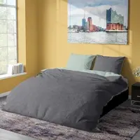 TRAUMSCHLAF Melange Biber Bettwäsche Kissenbezug einzeln 40x80 cm | anthrazit-salbei - grau;grün