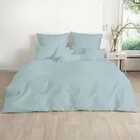 TRAUMSCHLAF Uni Mako-Satin Bettwäsche, Bettbezüge und Kissenbezüge einzeln Kissenbezug einzeln 40x60 cm | perlblau - blau