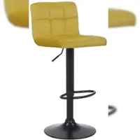 Décoshop26 - Gelber Samt-Barhocker mit schwarzen Metallbeinen gepolstertem Sitz und drehbarer Fußstütze TDB10182
