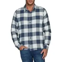 Riverso Flanellhemd Herren langarm Kariert Regular Fit RIVArne Regular Fit Weiß S