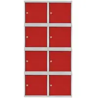 Proregal Mega Deal | 8x Schließfachwürfel Blocky mit Zylinderschloss + 2 Schlüssel | HxBxT 40x40x40cm | Lichtgrau/Rot