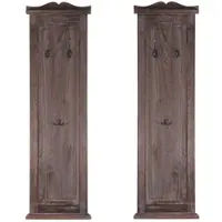BERLINLODGE Garderobe 2er-Set 109x28x5,5cm Wandhaken Holz Braun Shabby
