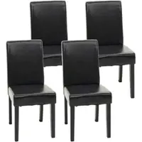 Chefgastro 4er-Set Esszimmerstuhl Stuhl Küchenstuhl klassisch und zeitlos HxBxT 90x43x56cm Kunstleder Sitzhöhe 45cm Schwarz dunkle Beine