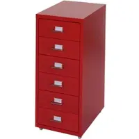Proregal Rollcontainer Housten | HxBxT 69x28x41cm | 6 Schubladen | Rot | Schubladenschrank Stahlschrank