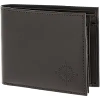 OXMOX Leder Geldbörse Leather RFID Protect Querscheinbörse Windrose 2.0 Embossed Brown dunkelbraun