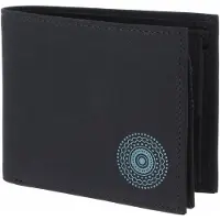 OXMOX Geldbörse New Cryptan RFID Protect Querscheinbörse Circle Bloom Print Cyan Black schwarz