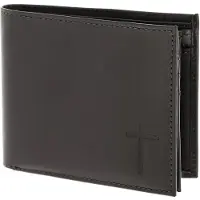 OXMOX Leder Geldbörse Leather RFID Protect Querscheinbörse Freedom Cross Embossed Brown dunkelbraun