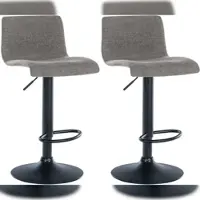 Décoshop26 - Set aus 2 schlichten Barhockern mit Fußstützen hellgrauem Stoffbezug und schwarzen Metallbeinen 10_0004053