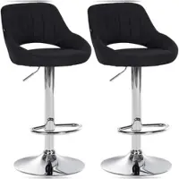Décoshop26 - Set aus 2 Barhockern mit Drehfunktion und verstellbarer Fußstütze schwarzem Stoff und Metall 10_0004354