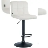 Décoshop26 - Barhocker/Hochstuhl x 1 mit dekorativer Quadratsteppung cremefarbenem Samtsitz schwarzen Metallbeinen 10_0005330