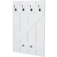 BERLINLODGE Wandgarderobe | HxBxT 91x60x10cm | 6 Haken | Weiß lackiert | Garderobe Garderobenpaneel