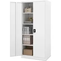 DELUKE JAN NOWAK Aktenschrank Abschließbar JAN 5 Ebenen Metallschrank Werkstatt Büroschrank Werkzeugschrank 195x90x60cm Weiß