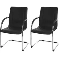Proregal 2er-Set Konferenzstuhl Sammy | HxBxT 93x56x56cm | Sitzhöhe 47cm | Besucherstuhl Freischwinger | Schwarz