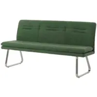 BERLINLODGE Sitzbank | HxBxT 93x180x58cm | Sitzhöhe 51cm | Lehne Stoff/Textil Bouclé Edelstahl gebürstet 180cm | Grün | Esszimmerbank Bank Polsterbank