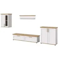 Inn.Furn Wohnwand "Mirano" in weiß Lärche und Eiche Artisan Landhaus Wohnkombination 4-teilig 336 cm