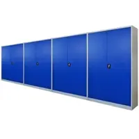 Proregal Mega Deal 4x Flügeltürenschrank ELEPHANT Metall Aktenschrank komplett montiert abschließbar 2 Türen 180x120x40cm 4 Ebenen Blau/Lichtgrau