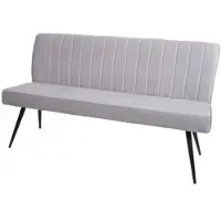 BERLINLODGE Sitzbank | HxBxT 90x160x60cm | Sitzhöhe 48cm | Rückenlehne Samt Metall | 160cm Hellgrau | Esszimmerbank Bank Polsterbank Garderobenbank