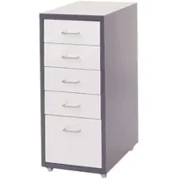 Proregal Rollcontainer Housten | HxBxT 69x28x41cm | 5 Schubladen | Dunkelgrau Weiß | Schubladenschrank Stahlschrank