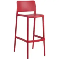 Papatya 1er Set Barhocker aus Kunststoff, Barstuhl mit Kunststoffrückenlehne Tresenhocker, Küchenhocker Küchenstuh (Rot)