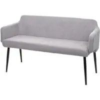 BERLINLODGE Sitzbank 77x133x56cm Sitzhöhe 48cm Rückenlehne Armlehne Stoff/Textil 133cm Grau