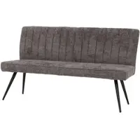 BERLINLODGE Sitzbank | HxBxT 90x160x60cm | Sitzhöhe 48cm | Rückenlehne Stoff/Textil Chenille Metall 160cm | Grau-Braun | Esszimmerbank Bank Polsterbank