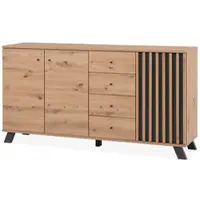 Furn.Design Sideboard Eiche Artisan und Grau 160 cm 3D Lamelle Industrial Madem