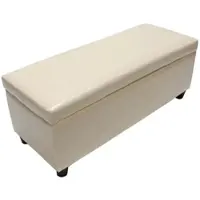 BERLINLODGE Aufbewahrungs-Truhe Sitzbank Lars | HxBxT 45x112x45cm | FSC-zertifiziert | Creme | Leder + Kunstleder