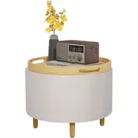 HOMCOM Polsterhocker mit Ablage 838-434V80