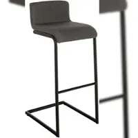 Décoshop26 - Barhocker x1 minimalistisches Design dunkelgrauer Stoffsitz schwarzes U-förmiges Metallgestell Fußstütze 10_0006094