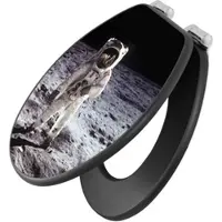 Banjado Anthrazit Toilettendeckel Mit Absenkautomatik WC-Sitz Soft Close Hygienischer Klodeckel MDF Mit Motiv Astronaut