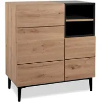 Furn.Design Kommode "Liam" in Artisan Eiche und schwarz 80 x 90 cm