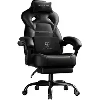 GTPLAYER Gaming Stuhl Chair Gamer Sessel Gamer Stuhl mit Fußstütze Lendenkissen Kopfstütze Höhenverstellbar Verstellbaren Armlehnen mit Fußstütze Schw